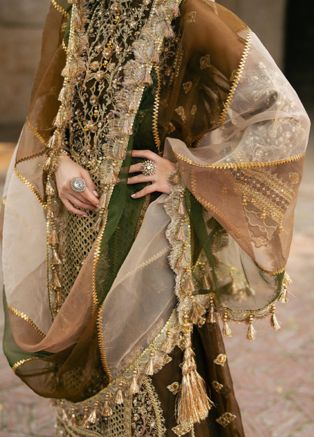 Zarlish Makhfi by Mohsin Naveed Ranjha Unstitched Embroidered Organza Suits 3 Piece MNR25ZM Tabeer - Festive Collection