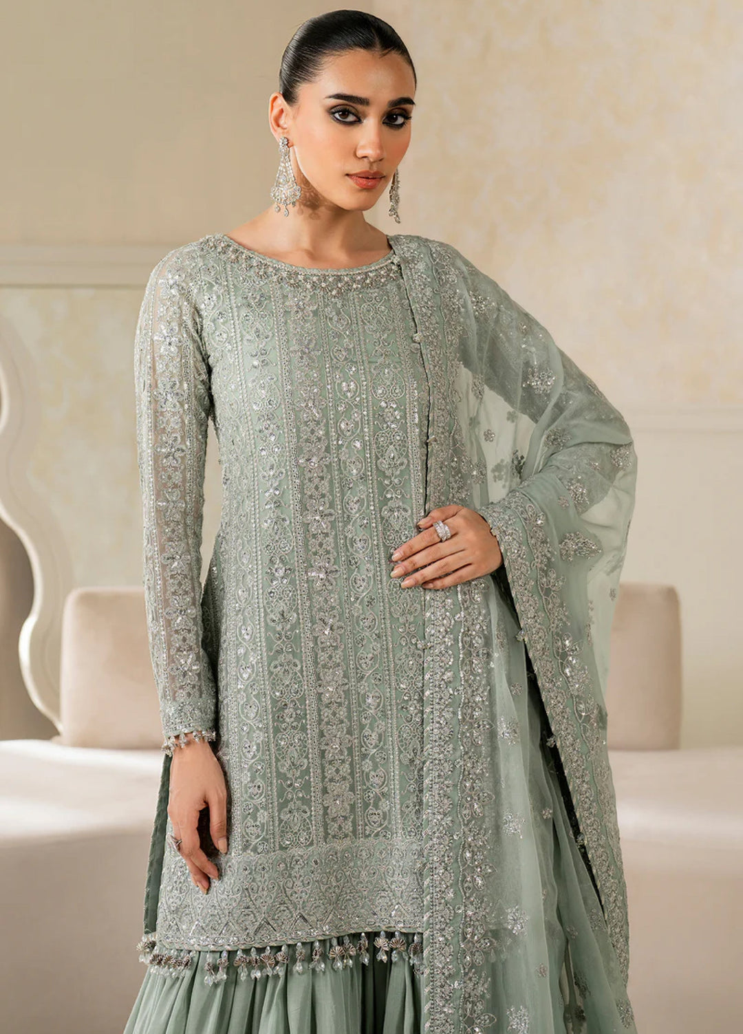 Chantelle by Baroque Unstitched Chiffon Embroidered Suits 3 Piece BQ25FC UF-4160 - Festive Collection
