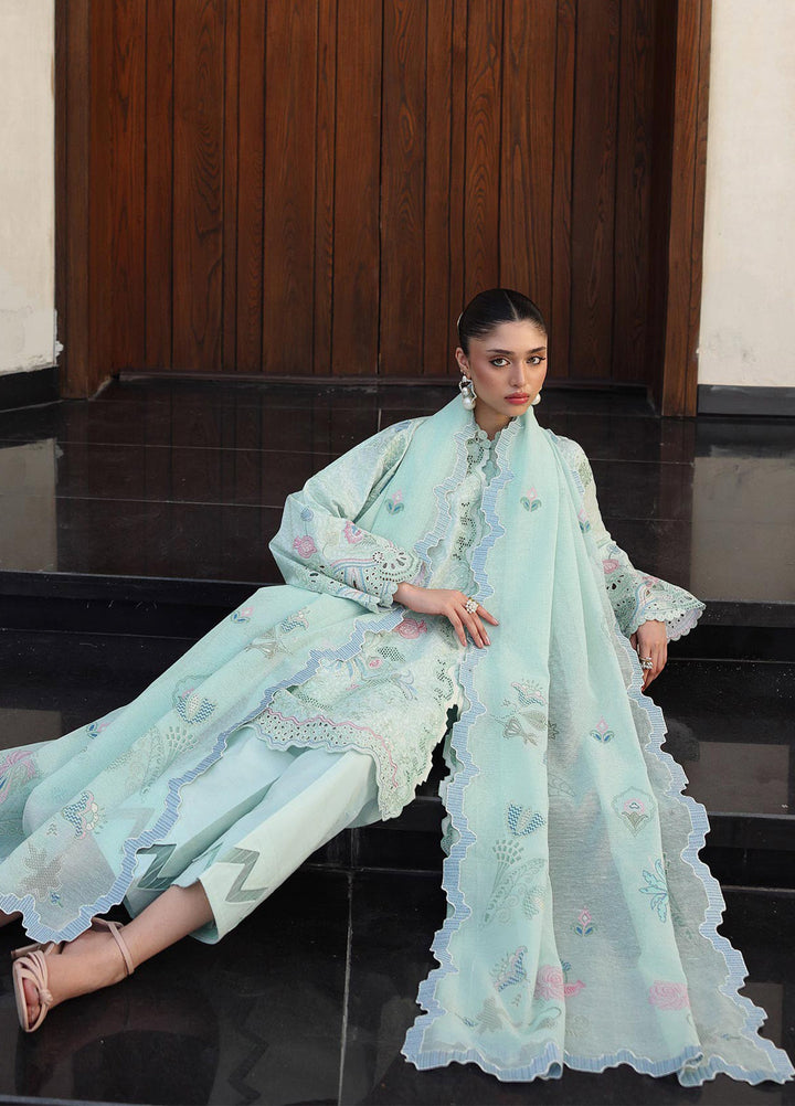 Q Line by Qalamkar Unstitched Embroidered Lawn 3 Piece Suit QLK26ULQ LEYA QKL-7 - Festive Collection