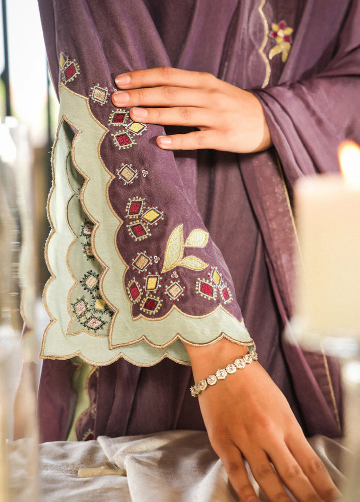 Elayra by Sahar Pret Velvet 3 Piece Embroidered Lilac Mist - Festive Collection