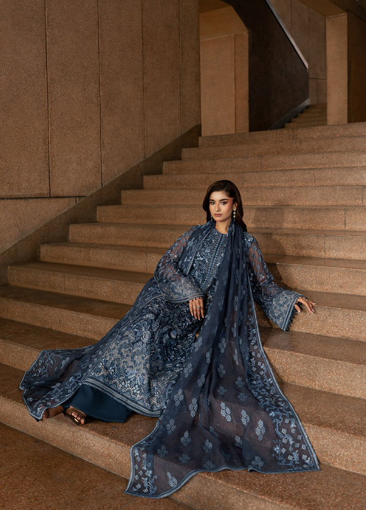 Lazawal by Lavish Premium Unstitched Embroidered Chiffon 3 Piece Suit LVP26UCL Sapphire Veil - Festive Collection
