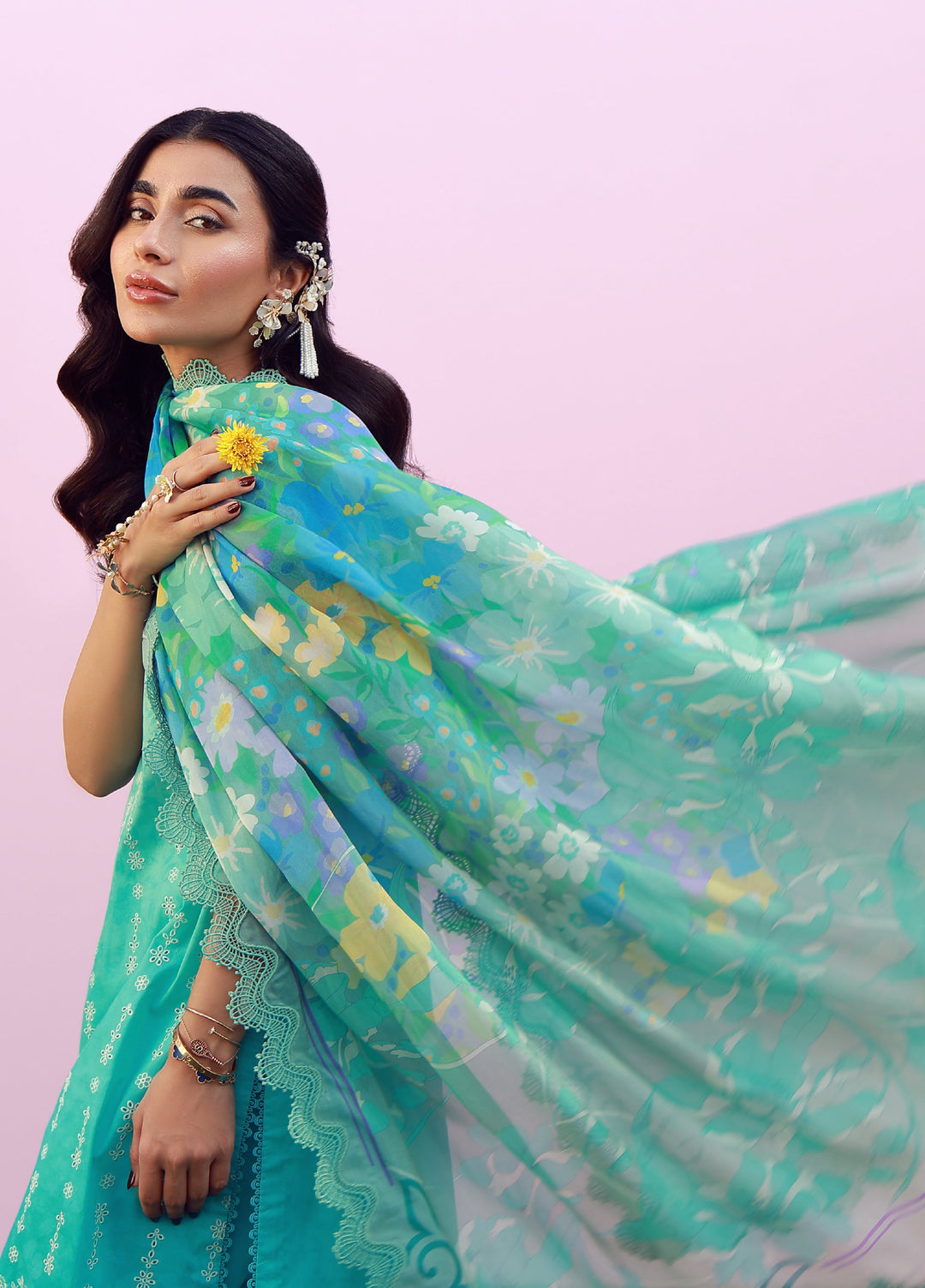 Mirha by Sahar Unstitched Embroidered Lawn 3 Piece Suit SS1-26-43 Turquoise Drift  - Summer Collection