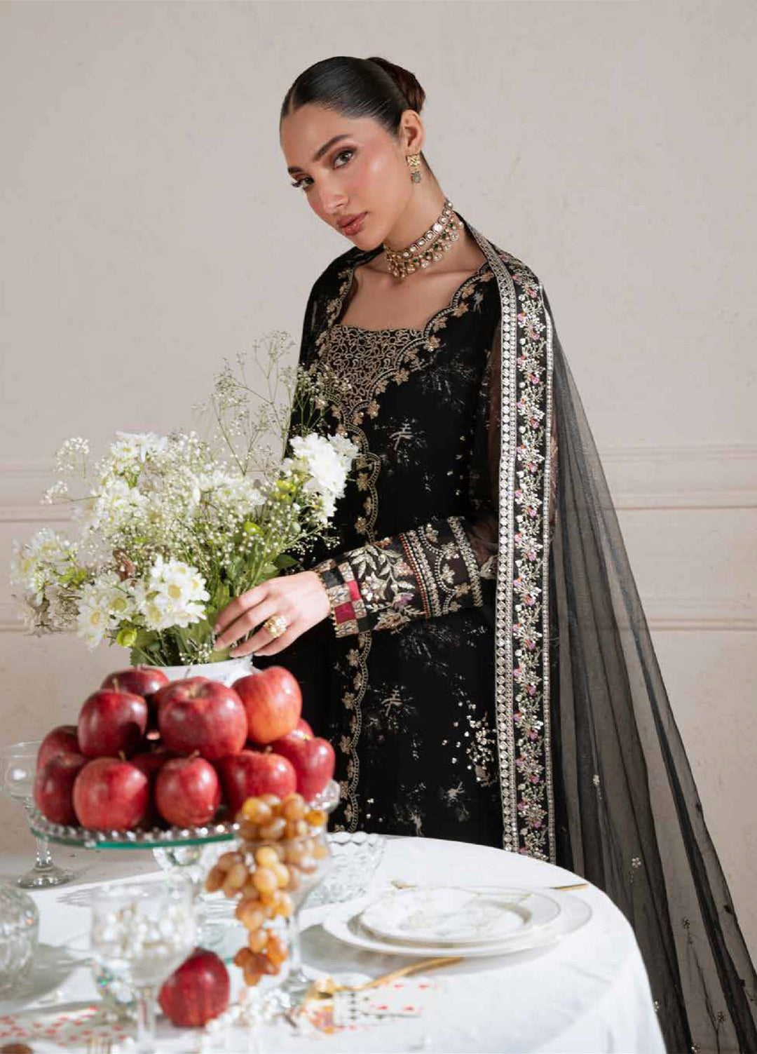 Amaya by Nureh Unstitched Embroidered Chiffon 4 Piece Suit NU26UCA AM-42 - Festive Collection