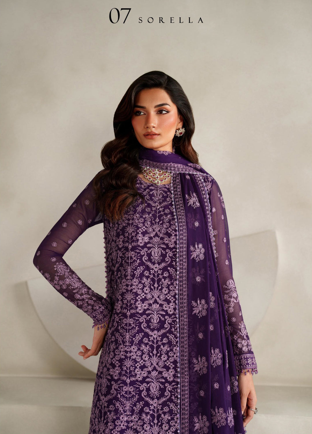 Muse Thread by Zarif Unstitched Chiffon Embroidered Suits 3 Piece ZRF25MT 07 SORELLA - Festive Collection