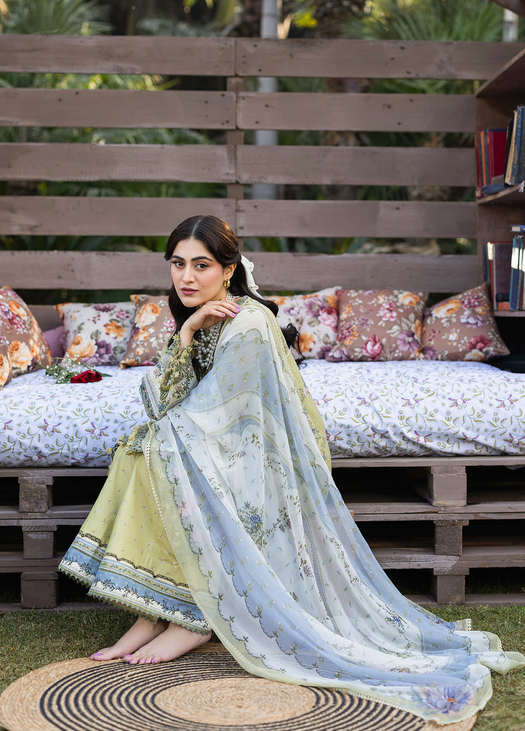 Elaf Premium Chikankari Unstitched Printed Lawn 3 Piece Suit EL26UPC ERC-8B MENAH - Summer Collection