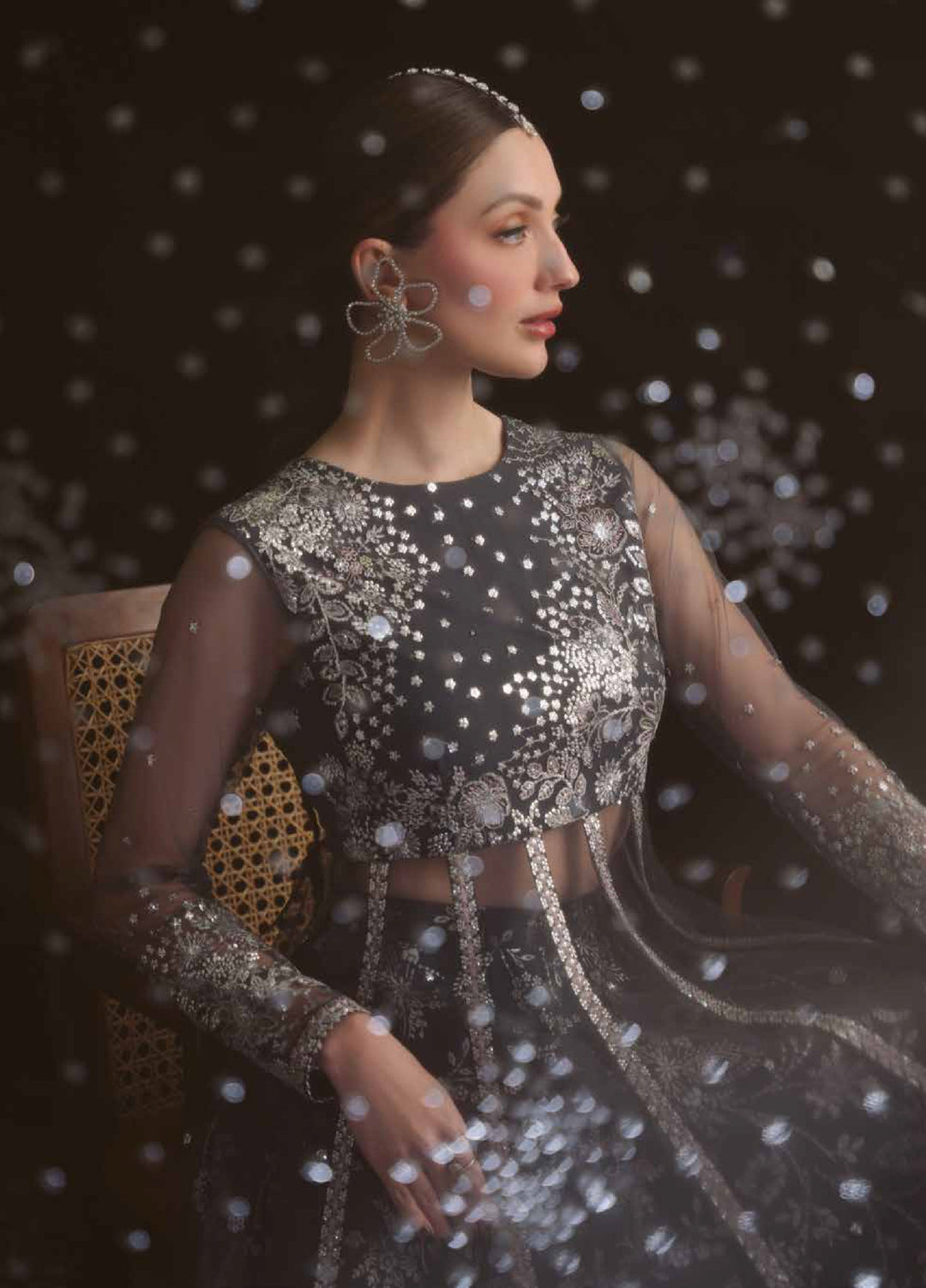 Elaya by Nureh Unstitched Embroidered Net 4 Piece Suit NU26UEF NEL-90 - Festive Collection