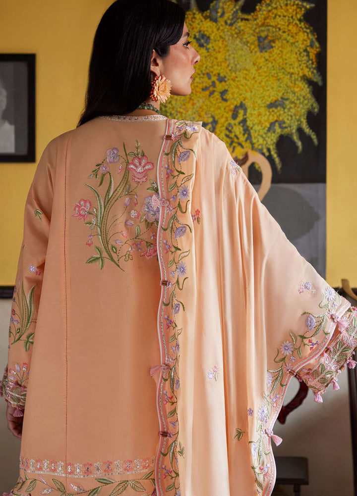 Wild Flower by Zaha Unstitched Embroidered Lawn 3 Piece Suit ZK26UWL ZF26-09 Apricot Mallow Bloob - Festive Collection