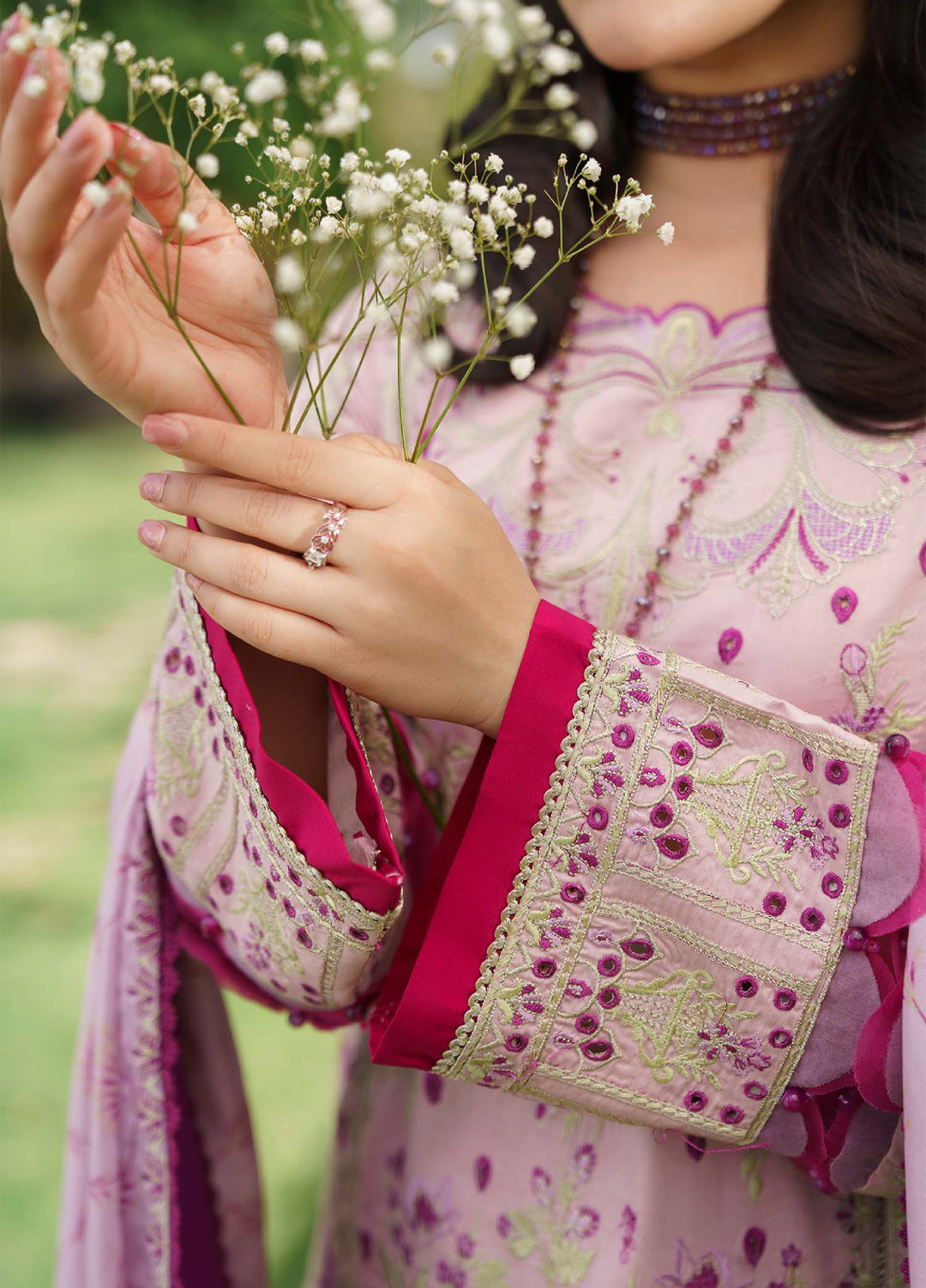 Shurooq Unstitched Luxury Lawn Embroidered 3 Piece SQ25 D-03 Bloom - Festive Collection