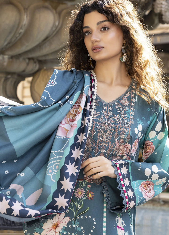 Meerak Women Pret Premium Embroidered Linen 3 Piece Florin - Winter Collection