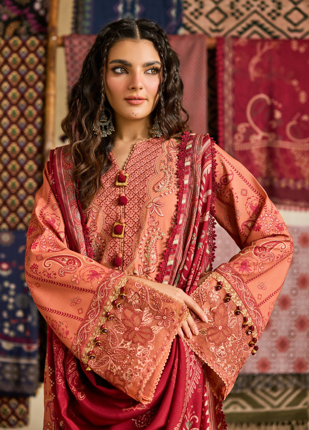 Zync by Florent One Nation Unstitched Khaddar Embroidered Suits 3 Piece FL25ON FL-9B - Winter Collection