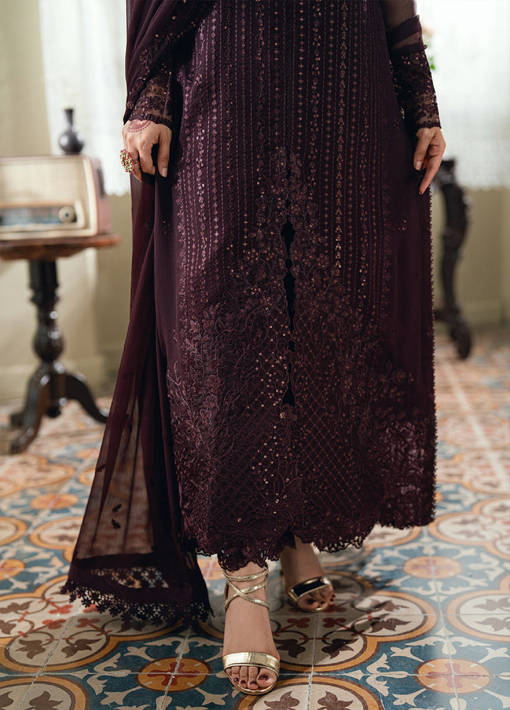Eid Ensembles by Azure Unstitched Embroidered Chiffon 3 Piece Suit AZ26UEE ES-138 Nectar Rouge - Eid Collection