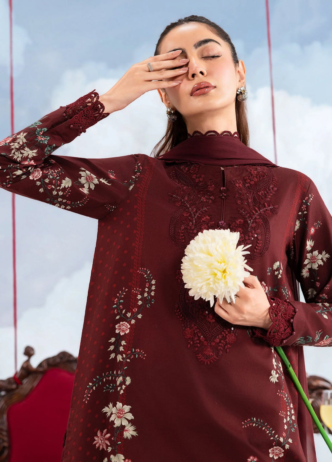 M Basics by Maria B Unstitched Embroidered Lawn 3 Piece Suit MB26SSEL MB-CUSV14-07A - Eid Collection