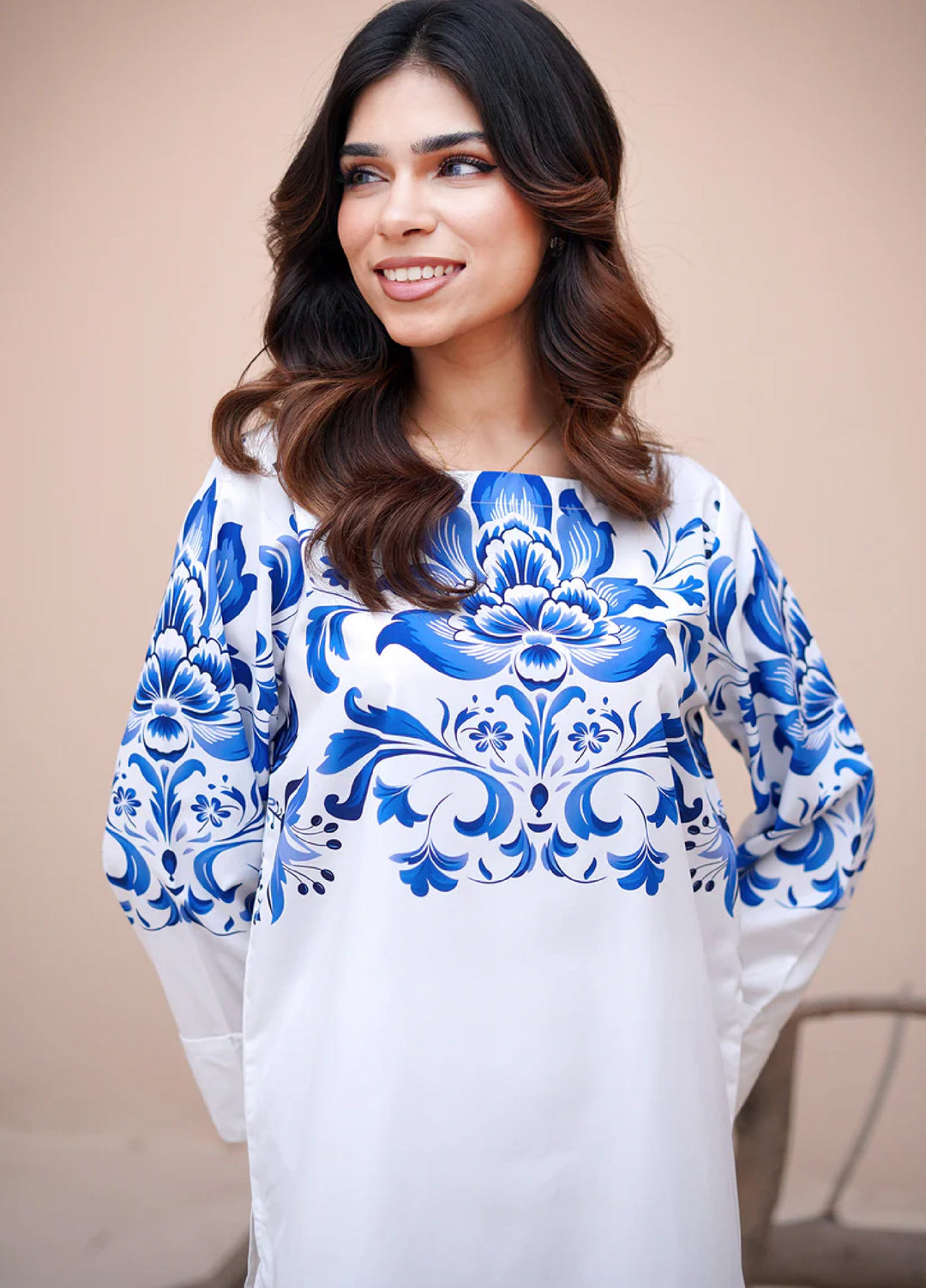 Nairah Women Pret Printed Crepe Suit NAH26PN Azure White - Spring Collection