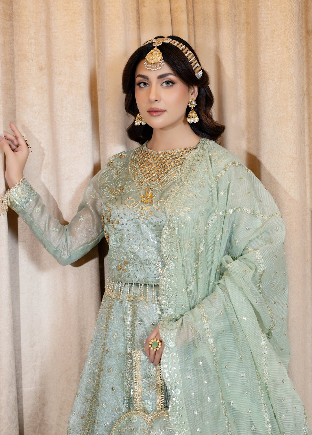 Maah-e-Noor Raum by Sarb Unstitched Embroidered Zari Tissue 3 Piece Suit RS26UMN MWF-07 - Wedding Collection