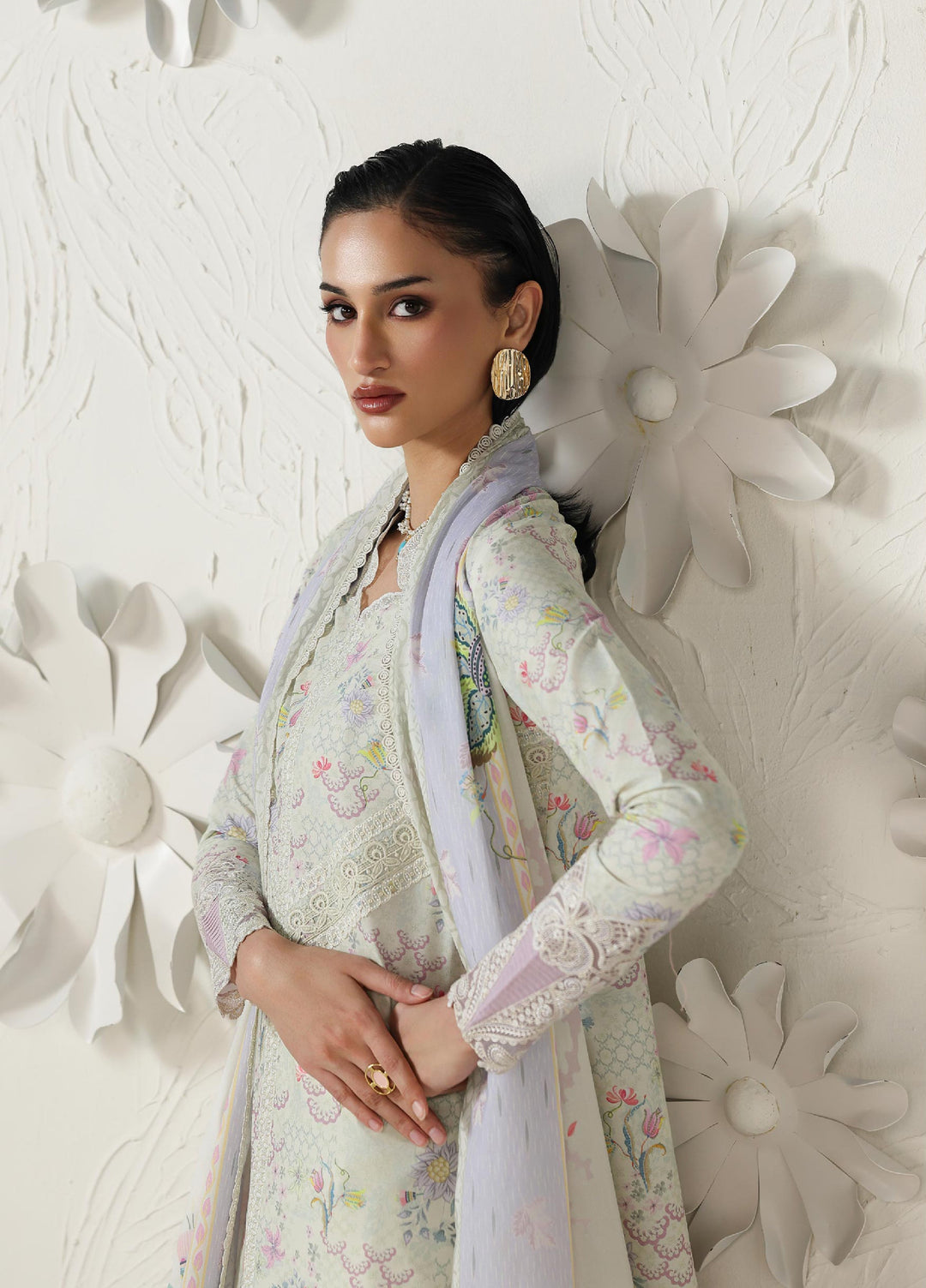 Q Prints by Qalamkar Unstitched Printed Lawn 3 Piece Suit QLK26UQL Ameena QQP-01(B) - Summer Collection