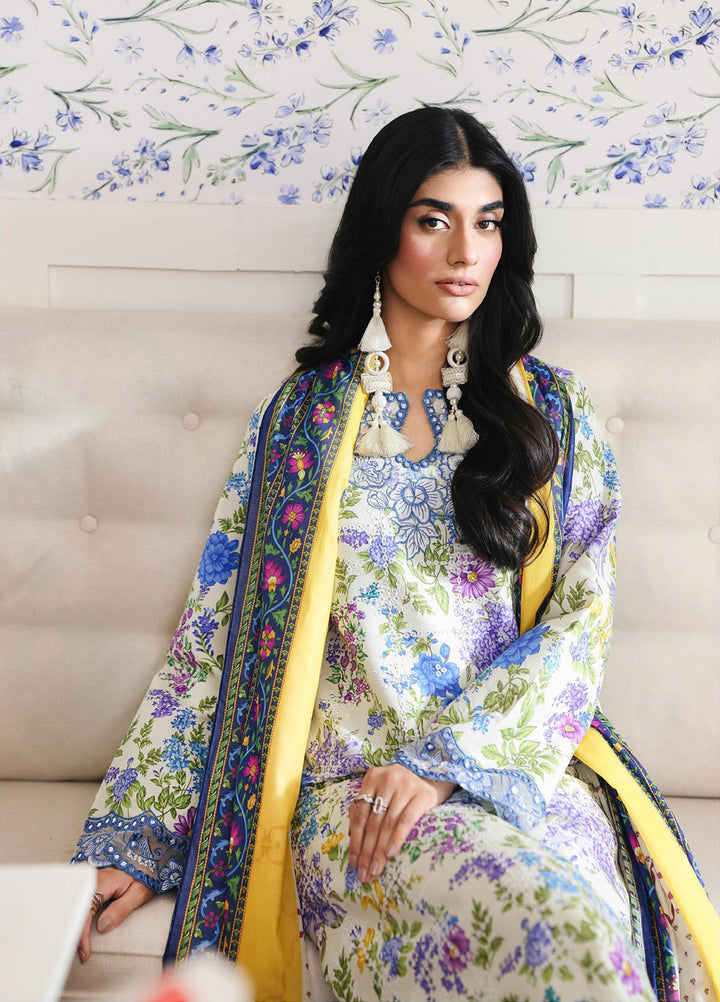 Nissa Floral Symphony by Rajbari Unstitched Lawn Embroidered 3 Piece Suit RB26UNF D-02 - Summer Collection