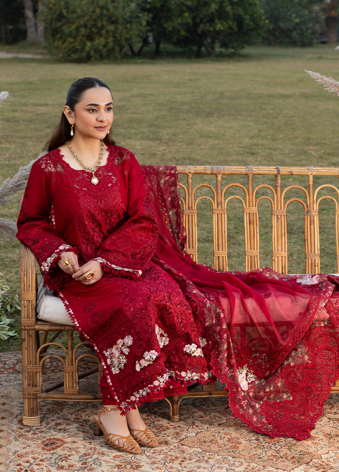 Elaf Premium Unstitched Embroidered Luxury Lawn 3 Piece Suit EL26UPL ELY-10 CHERIE LADY - Summer Collection