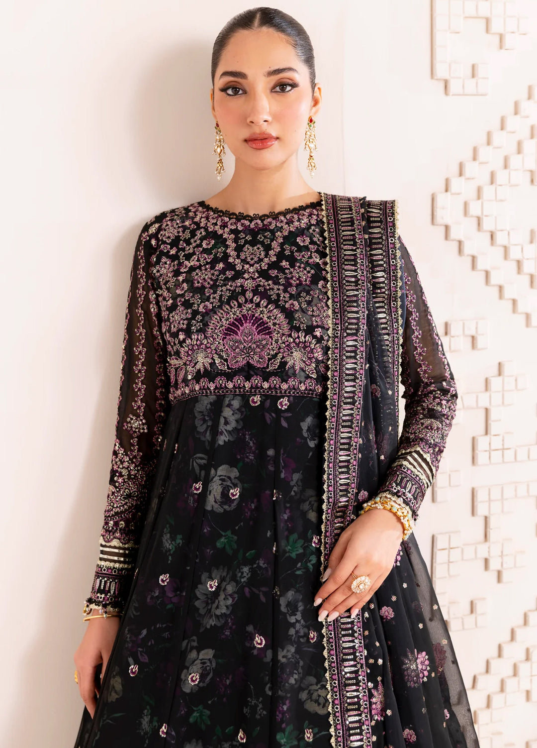 Xenia Formal Luxury Unstitched Embroidered Chiffon Suits 3 Piece XE25FL XF-1020 Nagira - Formals Collection