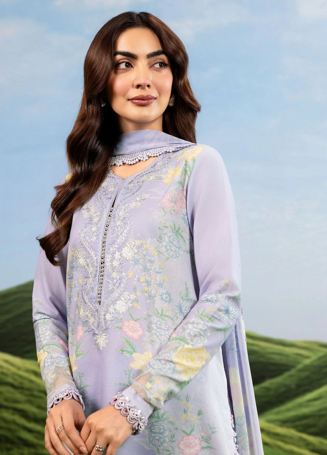 M Basics by Maria B Unstitched Embroidered Lawn 3 Piece Suit MB26SSEL MB-CUSV14-11B - Eid Collection