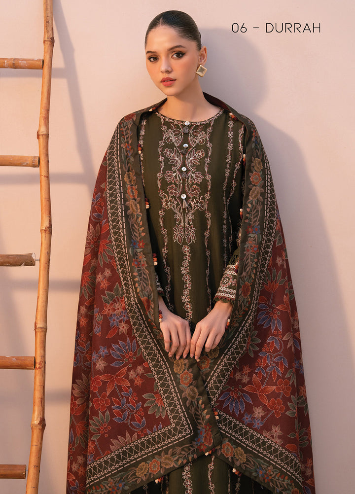 Xenia Unstitched Slub Khaddar Unstitched Embroidered Suits 3 Piece XE25SK D-06 Durrah - Winter Collection