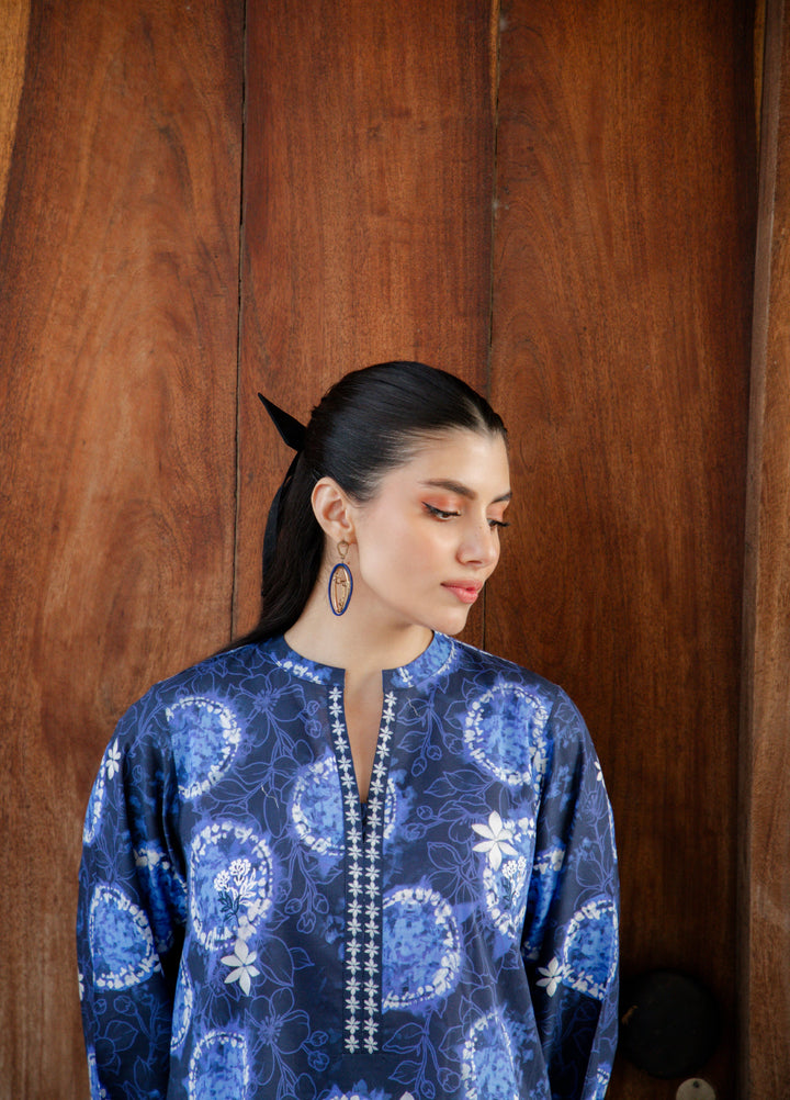 Sahar Unstitched Printed Cambric 1 Piece Shirt SS1-26-31 Moonlit Indigo - Summer Collection