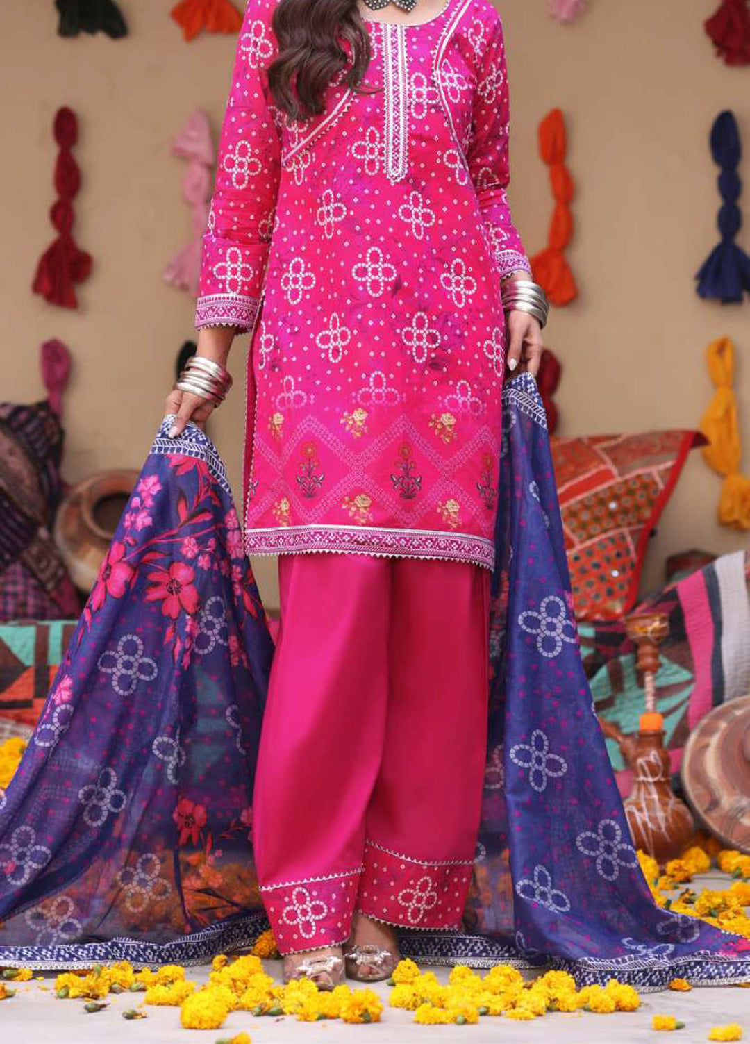 Heritage Series by AL Zohaib Unstitched Printed Chunri Lawn 3 Piece Suit AZ26UCH D-3 - Festive Collection