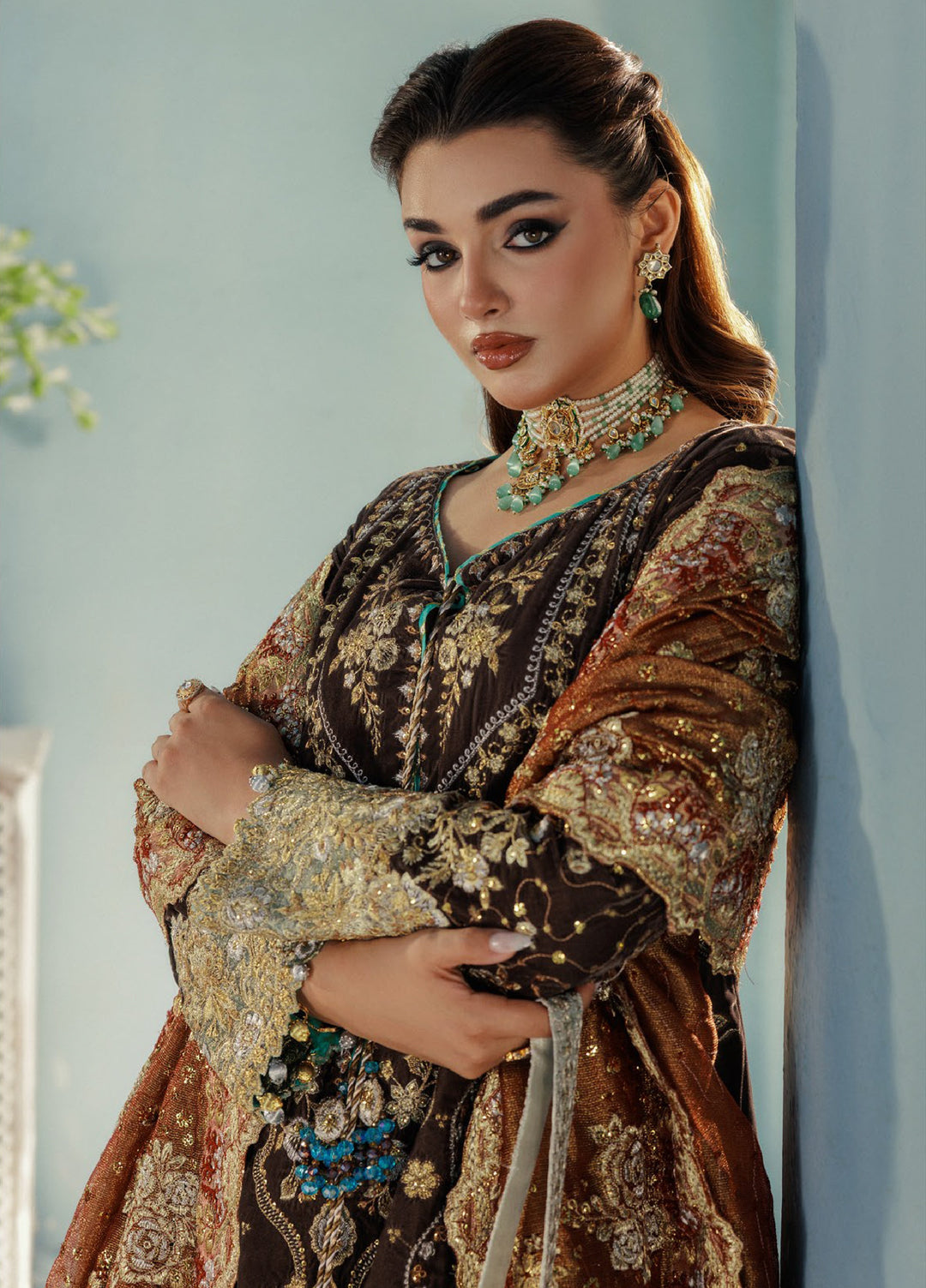 AIK Udaipur Velvet Unstitched Luxury Embroidered 3 Piece AIK25 D-07 - Formals Collection