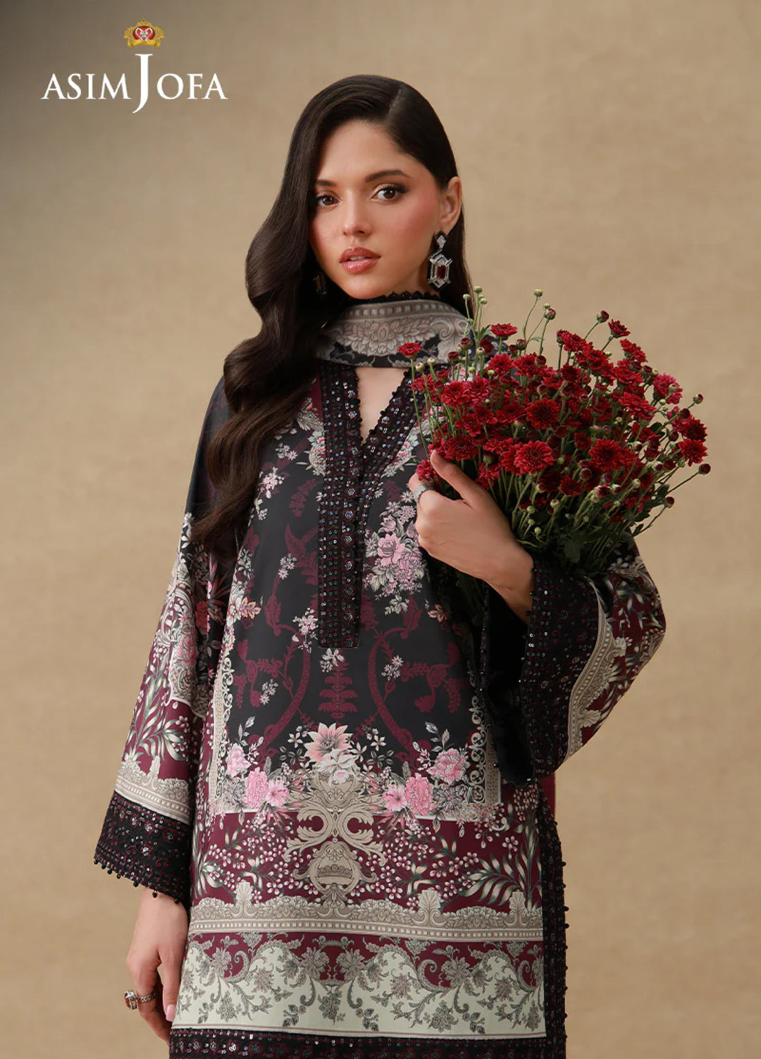 Asim Jofa Unstitched Printed Silk 3 Piece Suit AJ26UPS AJULSC-08 - Casual Collection