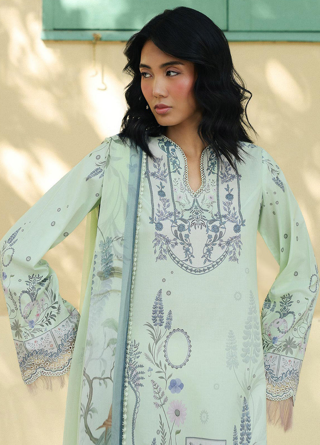 Q Prints by Qalamkar Unstitched Lawn Printed 3 Piece Suit QLK26QP Asha - Summer Collection