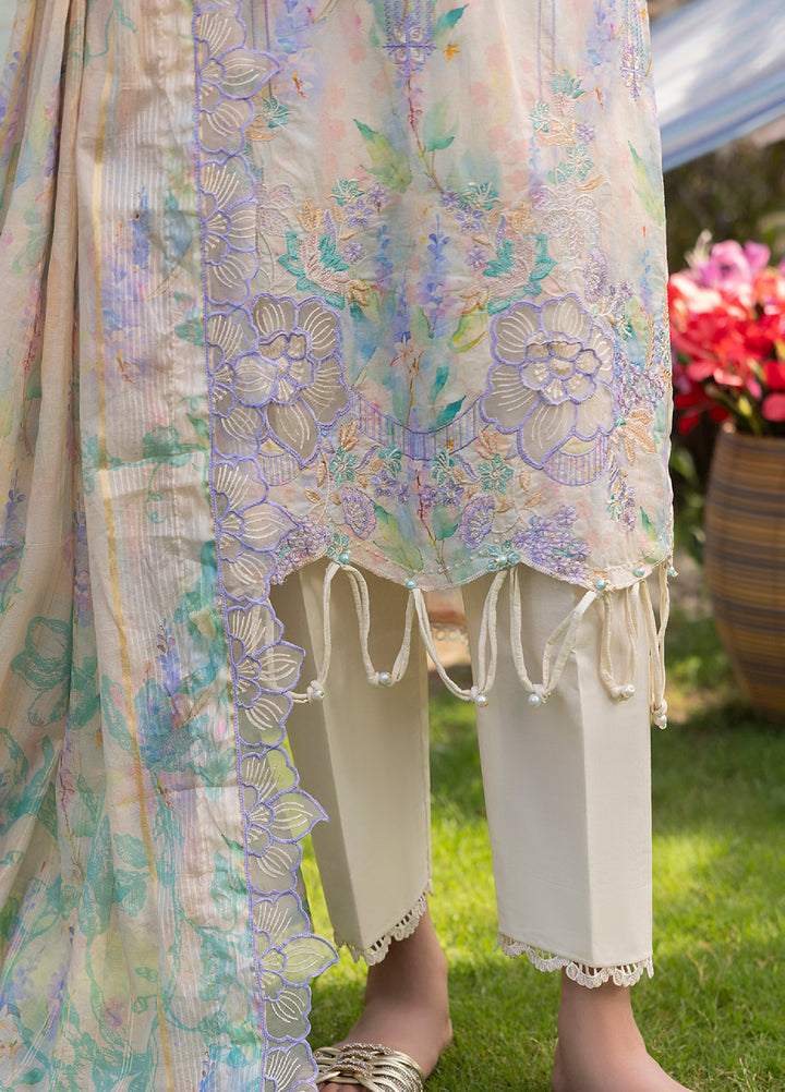 Al Zohaib Applique Kari Unstitched Embroidered Lawn 3 Piece Suit AZ26UAL D-04 - Casual Collection
