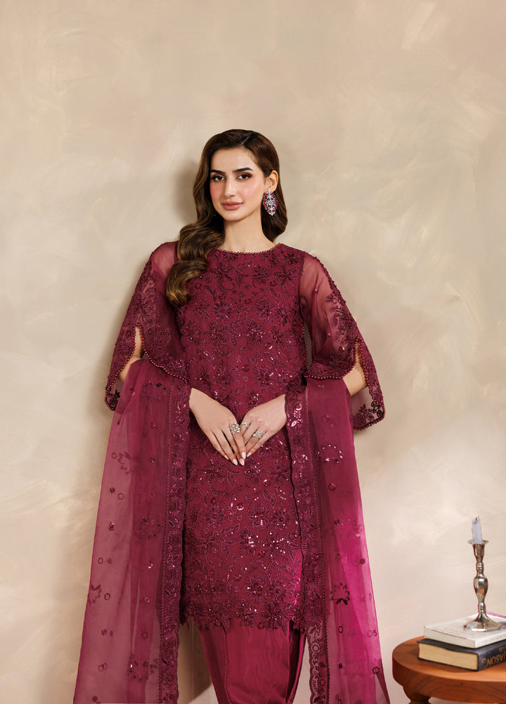 Zaryah by Zarif Unstitched Embroidered Organza 3 Piece Suit ZR26UZF ZF-ZYR-SURKH-01 - Festive Collection