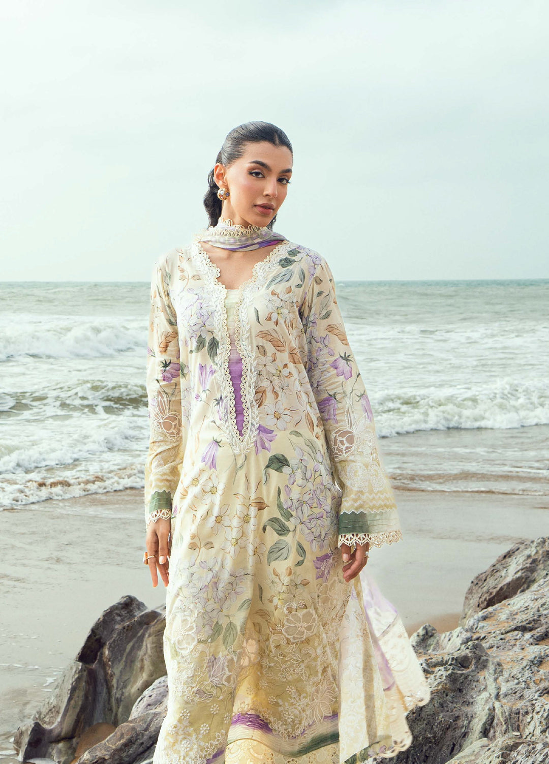 Gardenia by Nureh Unstitched Embroidered Lawn 3 Piece Suit NU26UGL NSG-197 - Summer Collection