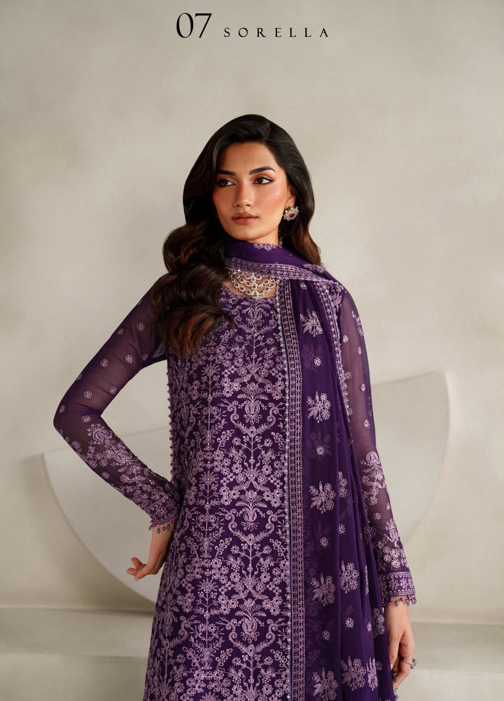 Muse Thread by Zarif Unstitched Chiffon Embroidered Suits 3 Piece ZRF25MT 07 SORELLA - Festive Collection