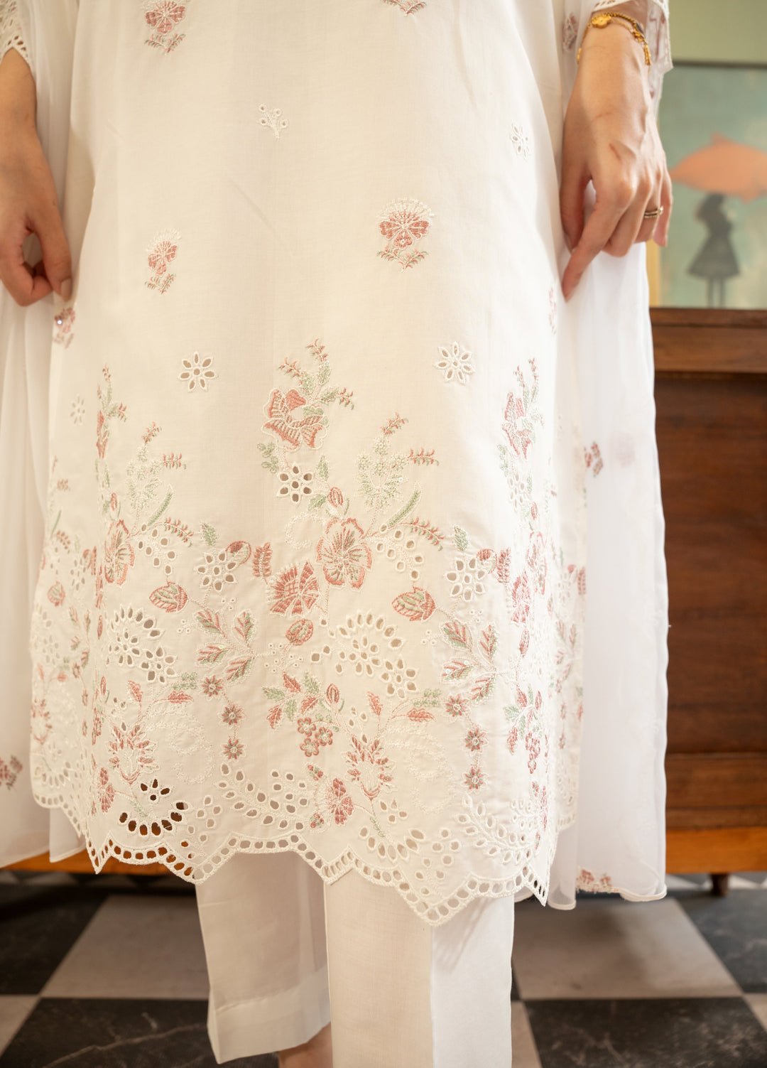 Naaz Couture Women RTW Embroidered Lawn 3 Piece Suit NC26RLC White  - Casual Collection