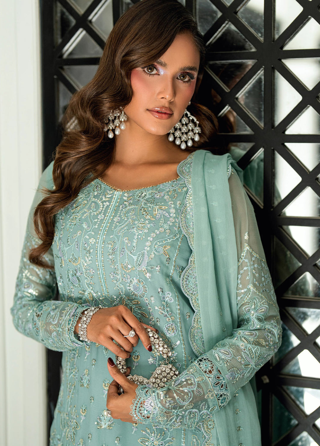 Maison d'or by Sahane Unstitched Embroidered Chiffon 3 Piece Suit CT-27004 DRIZZLE - Festive Collection