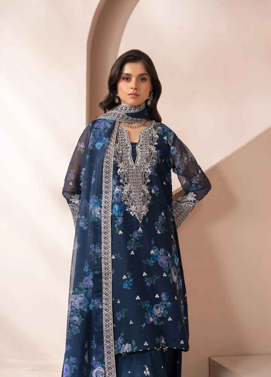 Xenia Formals Unstitched Embroidered Chiffon 3 Piece Suit XF26UF D-05 Omaira - Festive Collection
