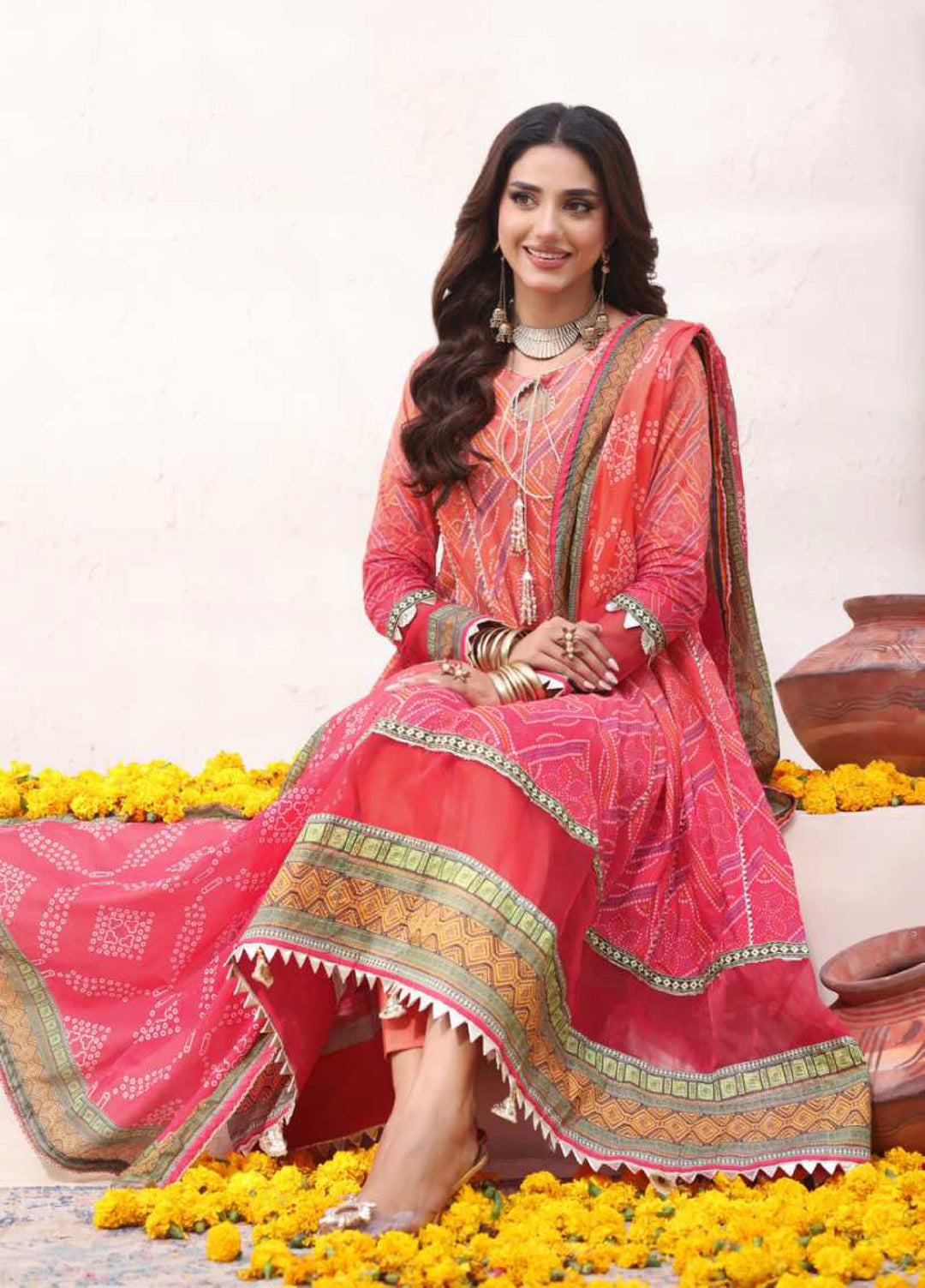 Heritage Series by AL Zohaib Unstitched Printed Chunri Lawn 3 Piece Suit AZ26UCH D-6 - Festive Collection