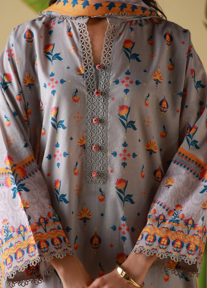 Mirha by Sahar Unstitched Printed Lawn 3 Piece Suit SS1-26-21 Silver Mosaic - Summer Collection