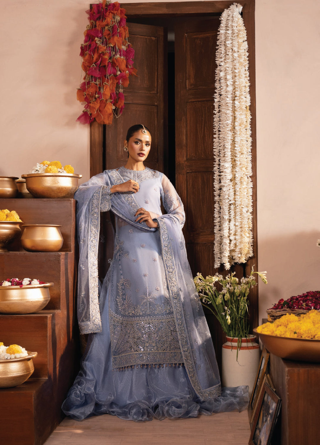 Push Pawan by Zarizaa Unstitched Embroidered Organza 3 Piece Suit ZZ26UPP D-1B Roohi - Wedding Collection