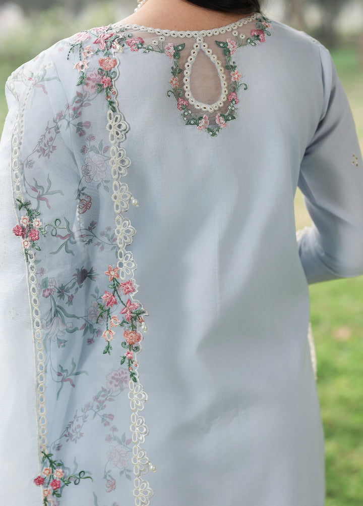 Tales of Petals by Sardinia Unstitched Embroidered Luxury Lawn 3 Pcs Suit SRD26UTP D-7 Morning Sky - Festive