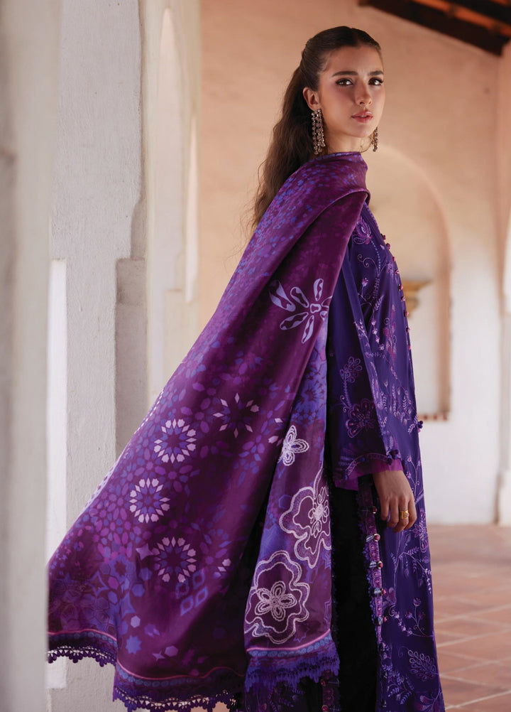 Farah Talib Aziz Unstitched Embroidered Lawn 3 Piece Suit FTA26UL FTA-06 VICENTA VIOLET - Summer