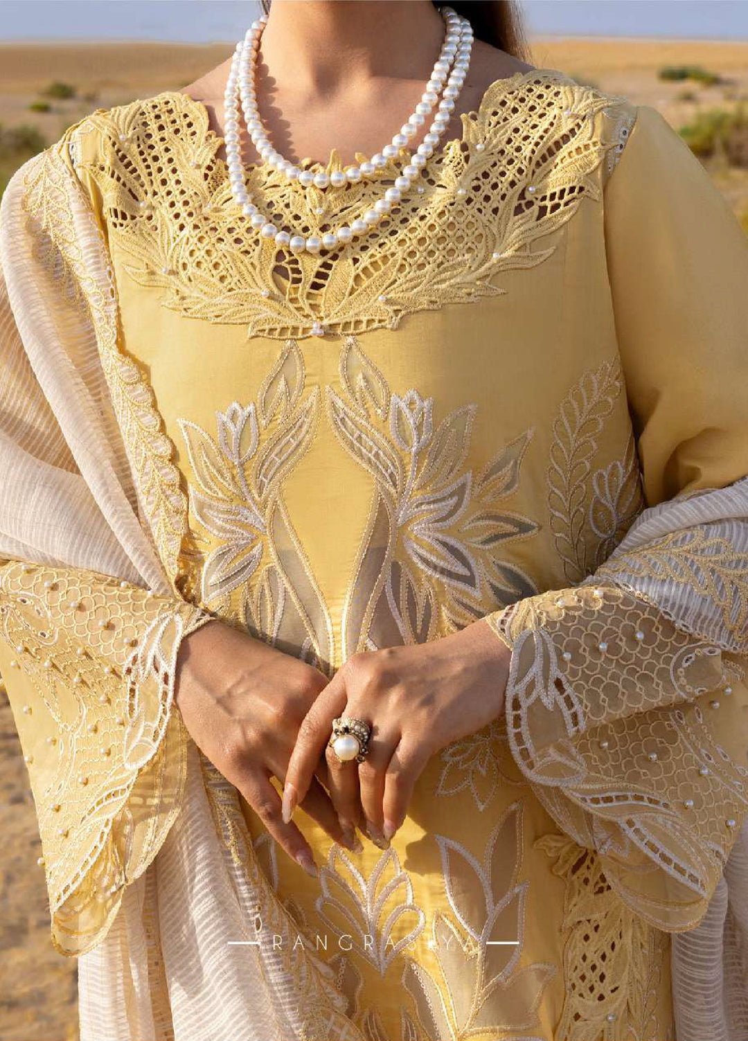 Rang Rasiya Premium Unstitched Embroidered Lawn 3 Piece Suit RR26UP D-6 Hoorain - Festive Collection