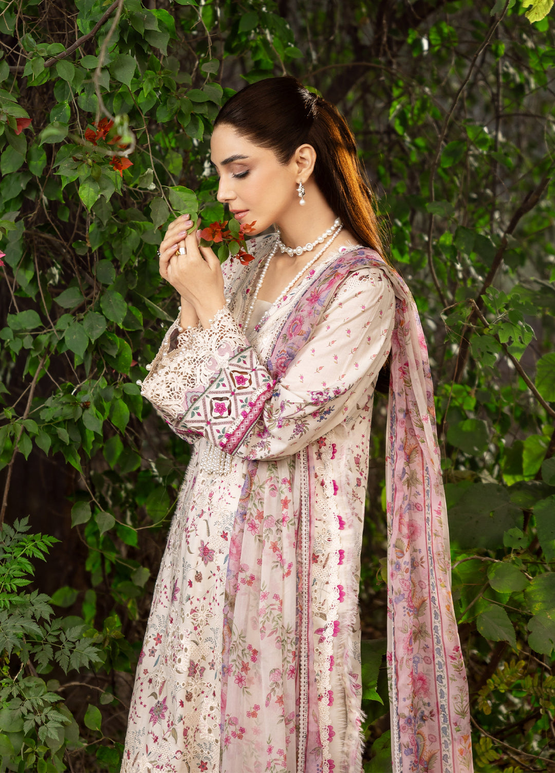 Elaf Premium Chikankari Unstitched Printed Lawn 3 Piece Suit EL26UPC ERC 5A MEHR - Summer Collection