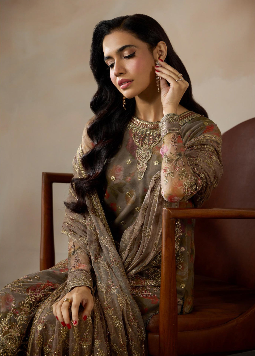 Fasana by Zarif Unstitched Embroidered Net 3 Piece Suit ZR26UF ZRF-PE-02 Dilaab - Festive Collection