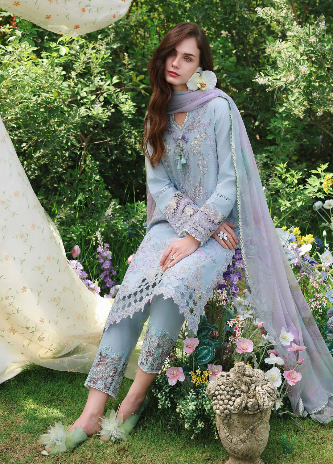 The Secret Garden by Mushq Unstitched Embroidered Lawn 3 Piece Suit MU26USG Ethereal Eden HUNSS260405 - Festive Collection