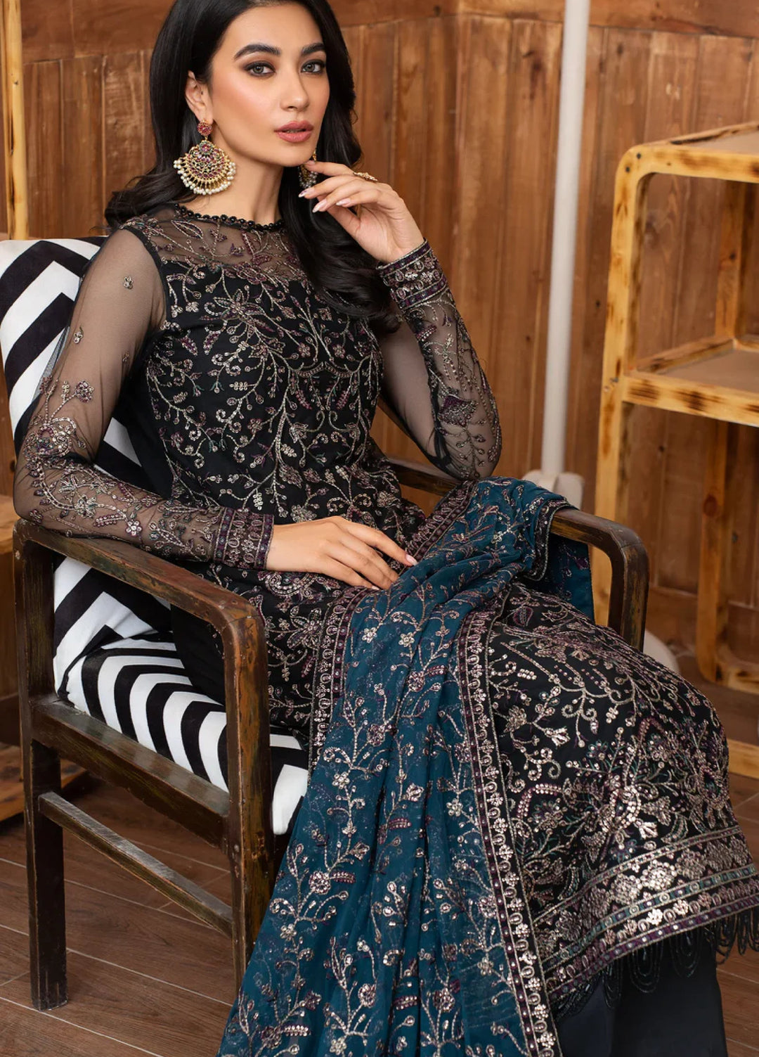 Zarif Women Unstitched Embroidered Net 3 Piece Suit ZR26UFC ZLM 02 ZIMMEL - Festive Collection