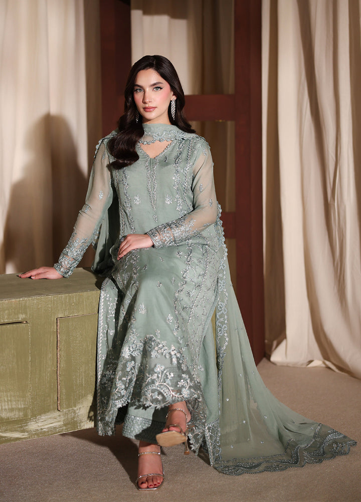 Azure Unstitched Embroidered Chiffon 3 Piece Suit AZ26ULC Satin Sage - Festive Collection
