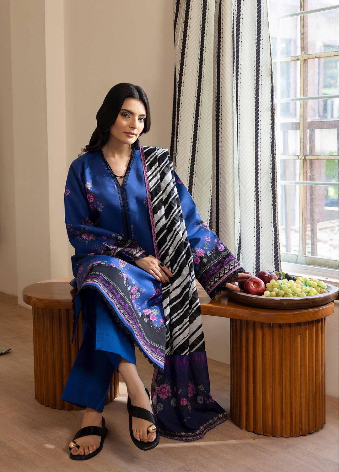 Nissa by RajBari Unstitched Printed Lawn 3 Piece Suit RB26ULN D-07 - Casual Collection