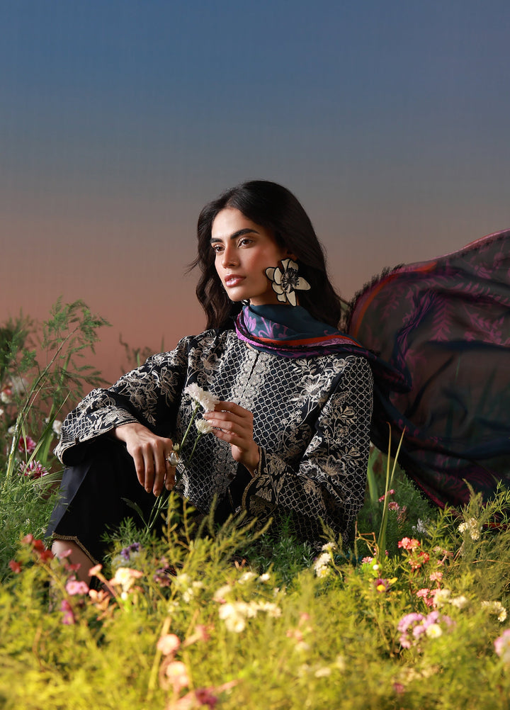 Mirha by Sahar Unstitched Embroidered Lawn 3 Piece Suit SS1-26-36 Noir Ecru - Summer Collection