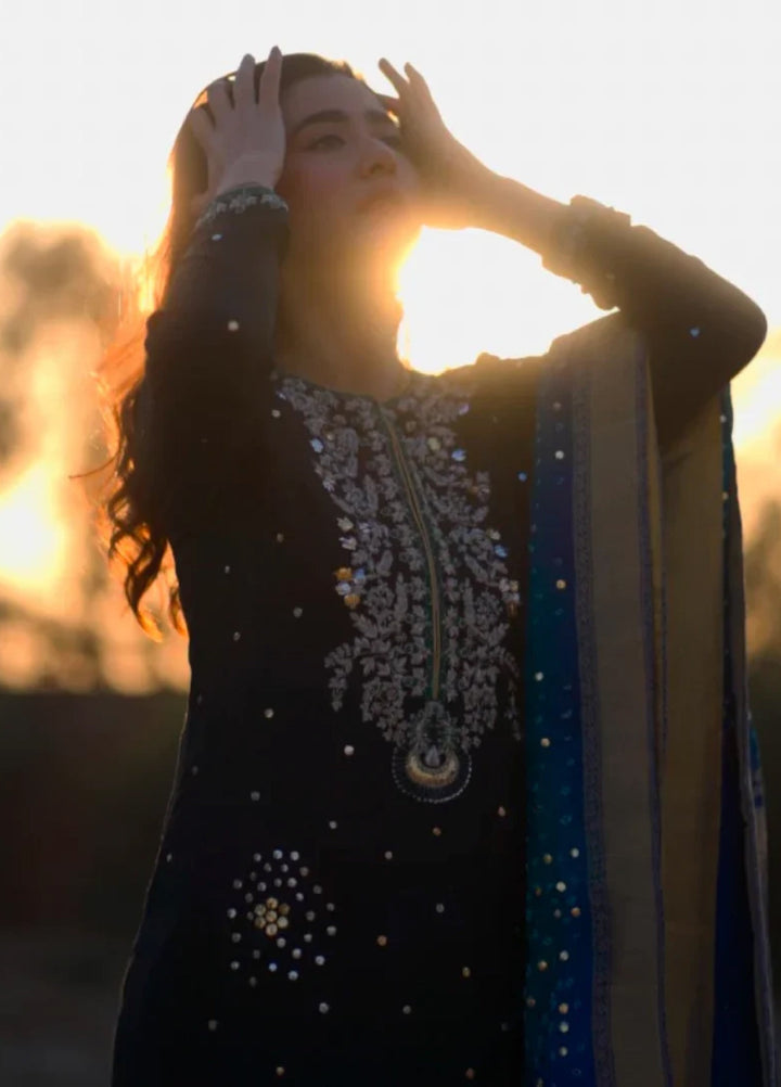 Luxe By Hues Atelier Women Pret 3 Piece Heritage Black Formal - Formals Collection